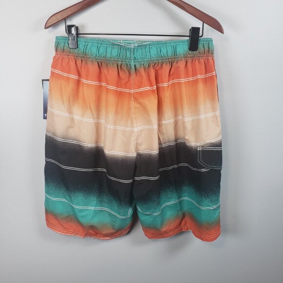 Kanu Surf Men's Swim Trunks Black/Aqua/ Orange L - Large Pockets ~ NWT / A157 - Picture 4 of 8